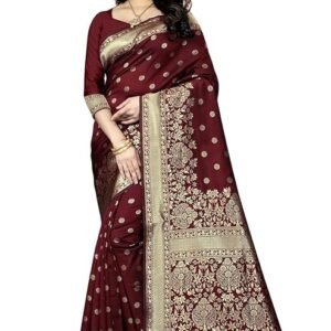 Sugathari Women's Banarasi Saree Pure Kanjivaram Silk Saree Soft new ladies 2023 Design Wear Pattu Sarees Latest Cotton Party Sari collections With Blouse Piece for Wedding sadi (SAM PARI-100)